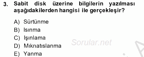 Temel Bilgi Teknolojileri 2 2014 - 2015 Ara Sınavı 3.Soru