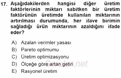 İktisada Giriş 1 2015 - 2016 Ara Sınavı 17.Soru