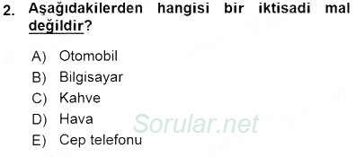 İktisada Giriş 1 2015 - 2016 Ara Sınavı 2.Soru