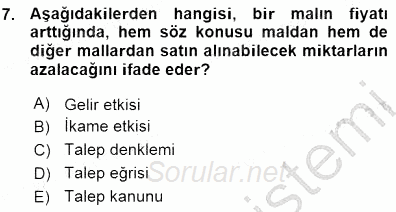 İktisada Giriş 1 2015 - 2016 Ara Sınavı 7.Soru