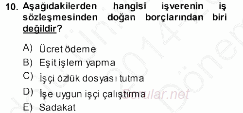 Perakende Yönetimi 2014 - 2015 Dönem Sonu Sınavı 10.Soru