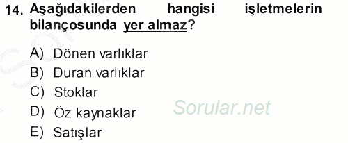 Perakende Yönetimi 2014 - 2015 Dönem Sonu Sınavı 14.Soru