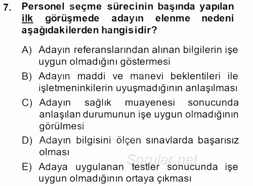 Perakende Yönetimi 2014 - 2015 Dönem Sonu Sınavı 7.Soru