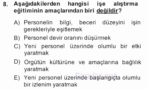 Perakende Yönetimi 2014 - 2015 Dönem Sonu Sınavı 8.Soru