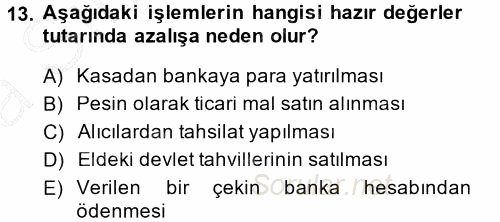 Genel Muhasebe 2014 - 2015 Ara Sınavı 13.Soru