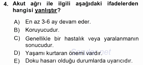 Fiziksel Rehabilitasyon 2016 - 2017 Dönem Sonu Sınavı 4.Soru