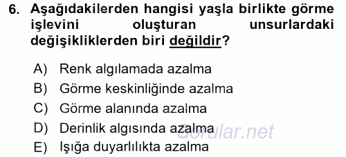 Fiziksel Rehabilitasyon 2016 - 2017 Dönem Sonu Sınavı 6.Soru