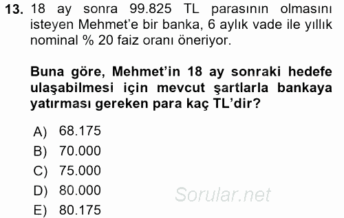 Matematiksel İktisat 2016 - 2017 Ara Sınavı 13.Soru