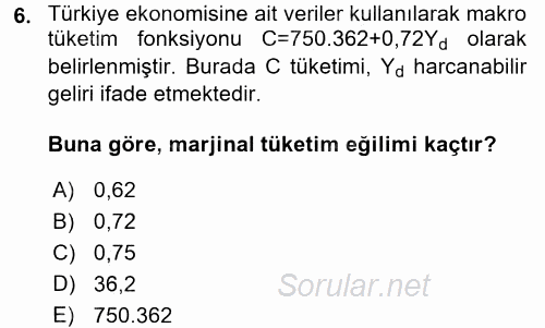 Matematiksel İktisat 2016 - 2017 Ara Sınavı 6.Soru