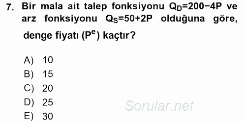 Matematiksel İktisat 2016 - 2017 Ara Sınavı 7.Soru