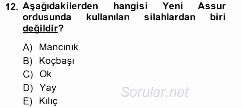 Eski Mezopotamya ve Mısır Tarihi 2014 - 2015 Dönem Sonu Sınavı 12.Soru