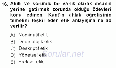 Veteriner Hizmetleri Mevzuatı ve Etik 2014 - 2015 Dönem Sonu Sınavı 16.Soru