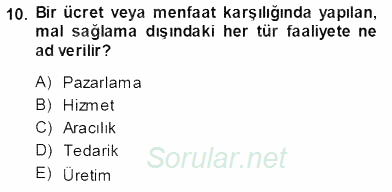 Tüketici Hukuku 2013 - 2014 Tek Ders Sınavı 10.Soru