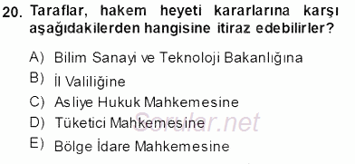 Tüketici Hukuku 2013 - 2014 Tek Ders Sınavı 20.Soru
