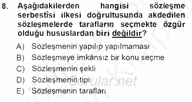 Tüketici Hukuku 2013 - 2014 Tek Ders Sınavı 8.Soru