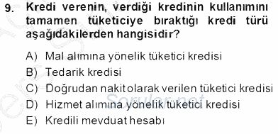 Tüketici Hukuku 2013 - 2014 Tek Ders Sınavı 9.Soru