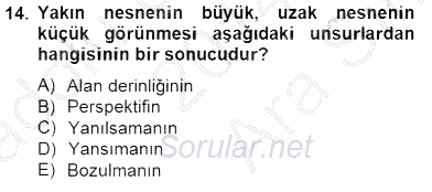 Optik Bakış 2014 - 2015 Ara Sınavı 14.Soru