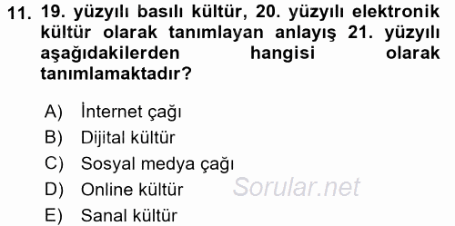 Yeni Toplumsal Hareketler 2017 - 2018 Dönem Sonu Sınavı 11.Soru