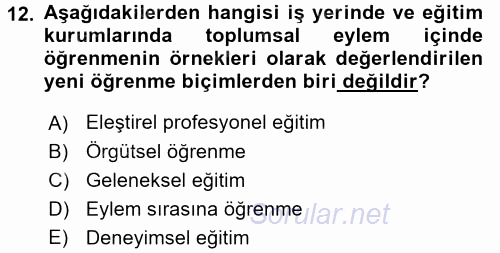 Yeni Toplumsal Hareketler 2017 - 2018 Dönem Sonu Sınavı 12.Soru
