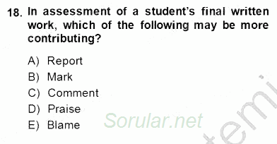 Özel Öğretim Yöntemleri 2014 - 2015 Dönem Sonu Sınavı 18.Soru