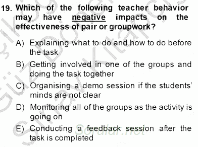 Özel Öğretim Yöntemleri 2014 - 2015 Dönem Sonu Sınavı 19.Soru