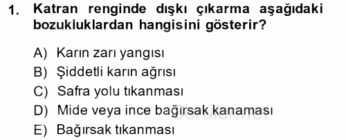 Temel Klinik Bilgisi 2014 - 2015 Dönem Sonu Sınavı 1.Soru