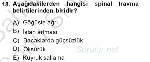 Temel Klinik Bilgisi 2014 - 2015 Dönem Sonu Sınavı 18.Soru