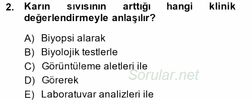 Temel Klinik Bilgisi 2014 - 2015 Dönem Sonu Sınavı 2.Soru