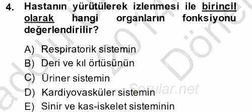 Temel Klinik Bilgisi 2014 - 2015 Dönem Sonu Sınavı 4.Soru