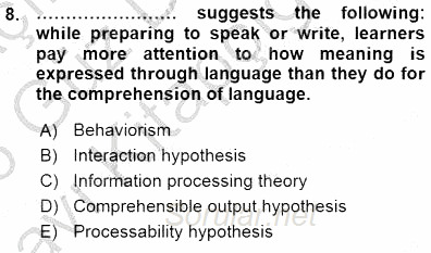 Dil Edinimi 2015 - 2016 Ara Sınavı 8.Soru