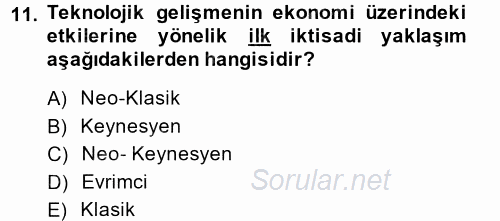 Ekonominin Güncel Sorunları 2014 - 2015 Tek Ders Sınavı 11.Soru