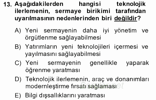 Ekonominin Güncel Sorunları 2014 - 2015 Tek Ders Sınavı 13.Soru