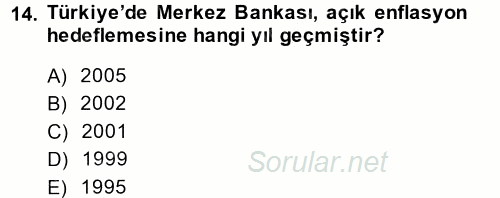 Ekonominin Güncel Sorunları 2014 - 2015 Tek Ders Sınavı 14.Soru