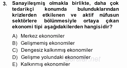 Ekonominin Güncel Sorunları 2014 - 2015 Tek Ders Sınavı 3.Soru