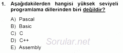 Bilgisayar 1 2012 - 2013 Ara Sınavı 1.Soru