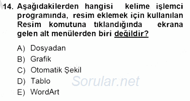 Bilgisayar 1 2012 - 2013 Ara Sınavı 14.Soru