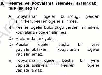 Bilgisayar 1 2012 - 2013 Ara Sınavı 6.Soru