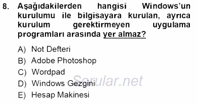 Bilgisayar 1 2012 - 2013 Ara Sınavı 8.Soru