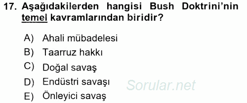 Siyasi Tarih 2 2016 - 2017 Dönem Sonu Sınavı 17.Soru