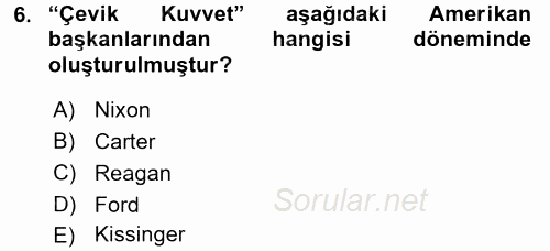 Siyasi Tarih 2 2016 - 2017 Dönem Sonu Sınavı 6.Soru