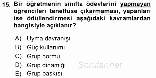 Öğretimde Planlama Ve Değerlendirme 2015 - 2016 Ara Sınavı 15.Soru