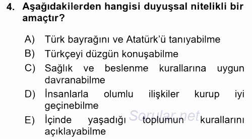 Öğretimde Planlama Ve Değerlendirme 2015 - 2016 Ara Sınavı 4.Soru