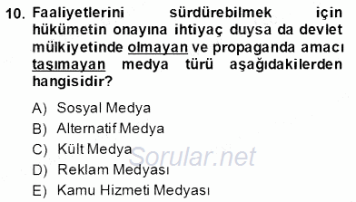 Küreselleşme ve Kültürlerarası İletişim 2013 - 2014 Dönem Sonu Sınavı 10.Soru