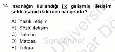 Küreselleşme ve Kültürlerarası İletişim 2013 - 2014 Dönem Sonu Sınavı 14.Soru