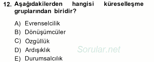 Uluslararası İletişim 2014 - 2015 Dönem Sonu Sınavı 12.Soru