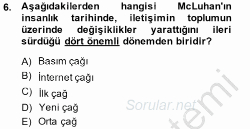 Uluslararası İletişim 2014 - 2015 Dönem Sonu Sınavı 6.Soru