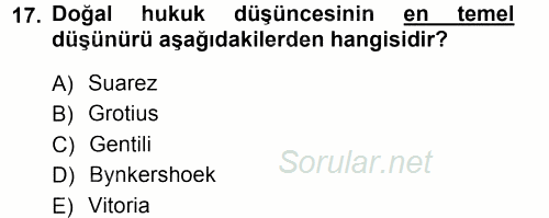 Uluslararası Hukuk 1 2012 - 2013 Ara Sınavı 17.Soru