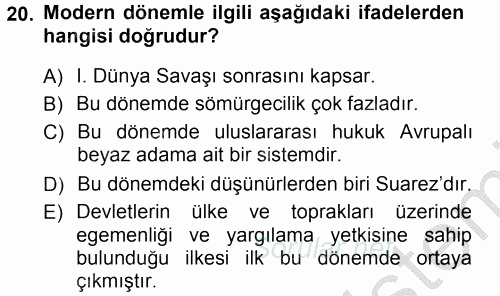 Uluslararası Hukuk 1 2012 - 2013 Ara Sınavı 20.Soru