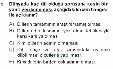 Türkçe Sözlü Anlatım 2013 - 2014 Ara Sınavı 1.Soru