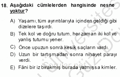 Türkçe Sözlü Anlatım 2013 - 2014 Ara Sınavı 18.Soru